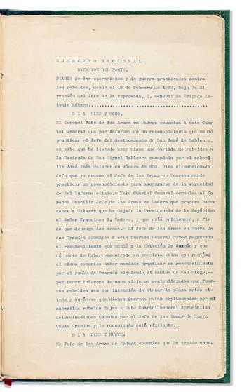 (MEXICO--REVOLUTION.) Papers of General Salvador R. Mercado, a Huerta loyalist doing battle against Villa in the north.